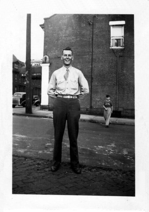 Jim Minn (in the street) - Indiana University 1943